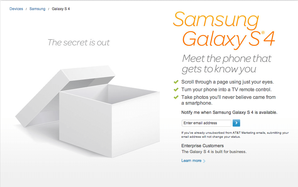 Samsung Galaxy S4 AT&T Preorders